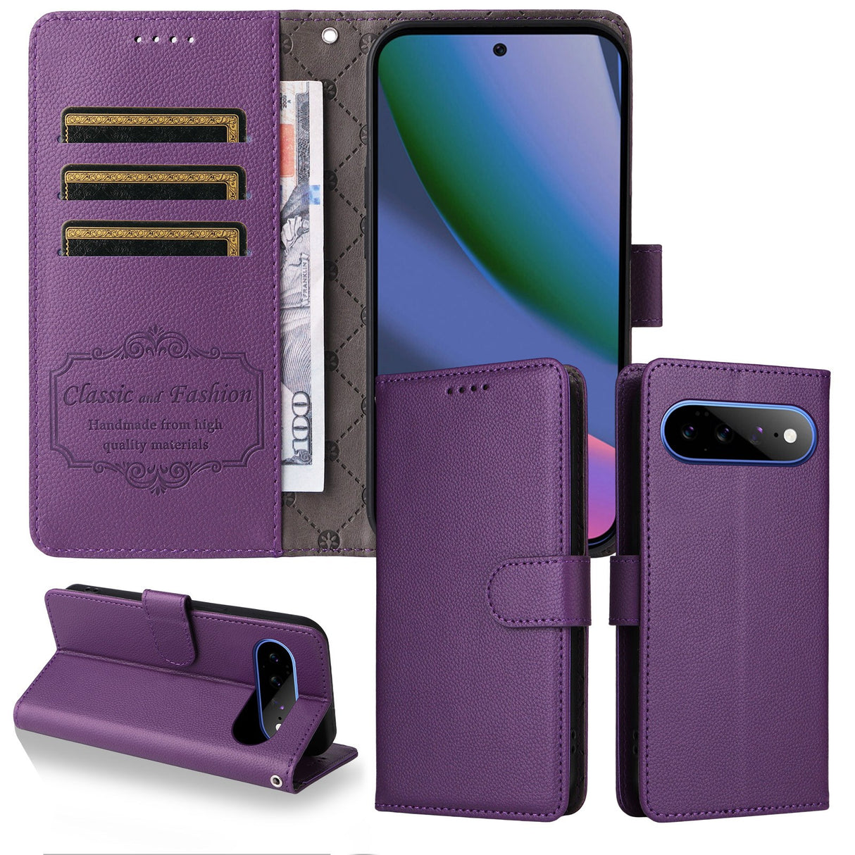 EIDERWOOD Google Pixel 11 Pro XL Flipcover inkl. Kortholder & Håndledsrem - Lilla