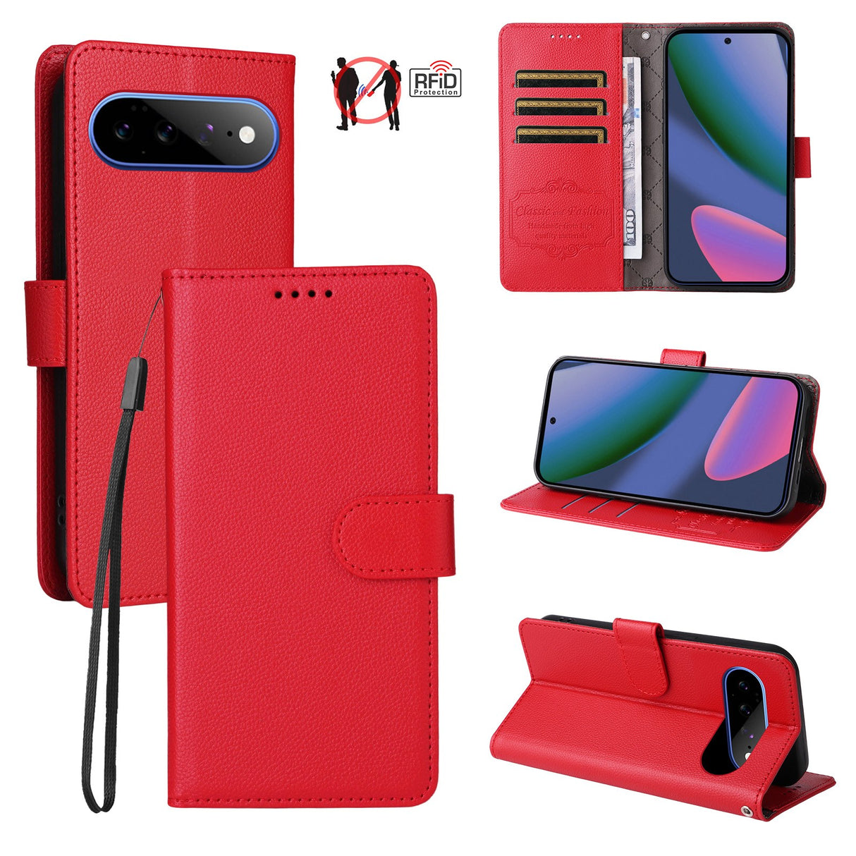 EIDERWOOD Google Pixel 11 Pro XL Flipcover inkl. Kortholder & Håndledsrem - Rød