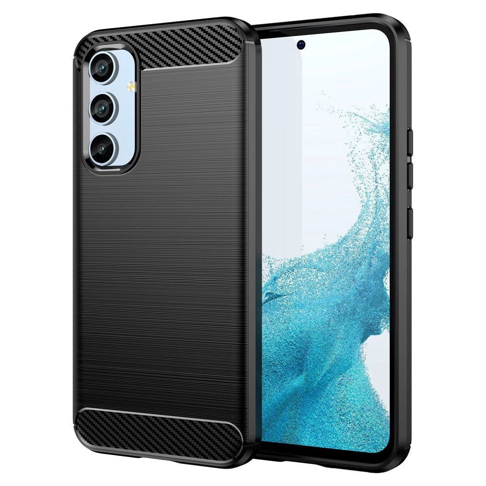 Samsung Galaxy A54 (5G) Carbon Fiber Plastik Bagside Cover - Sort