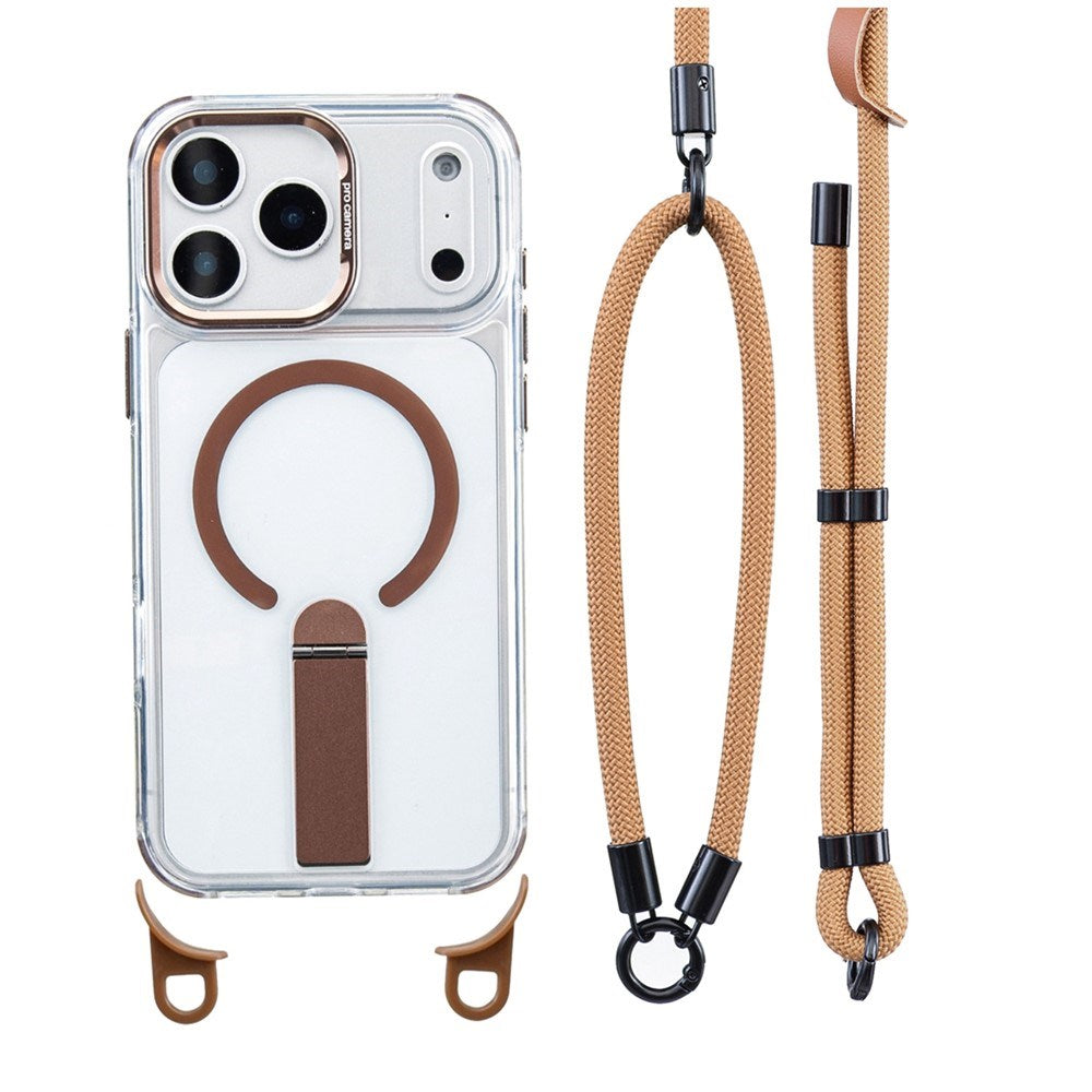 iPhone 17 Pro EIDERWOOD Mobilcover m. Ståfunktion & Skulder- / Håndledsstrop - MagSafe Kompatibel - Guld