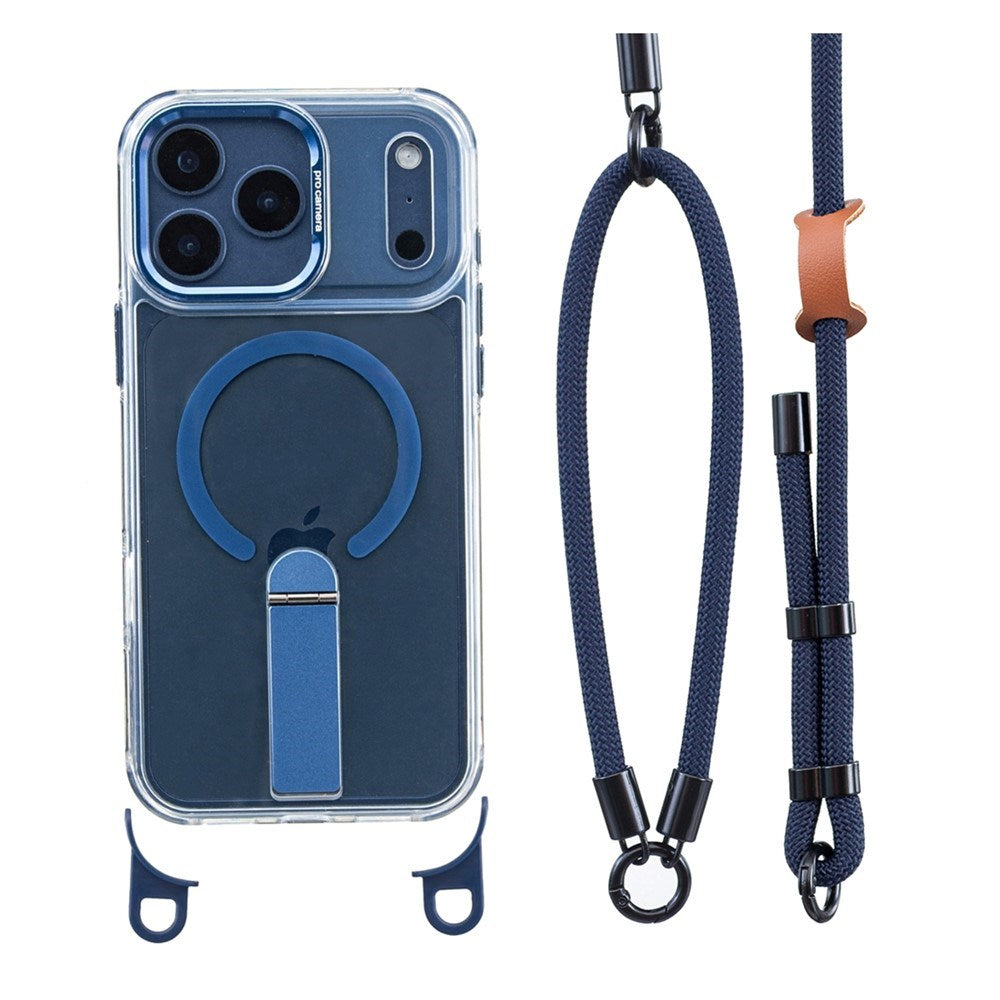 iPhone 17 Pro EIDERWOOD Mobilcover m. Ståfunktion & Skulder- / Håndledsstrop - MagSafe Kompatibel - Blå