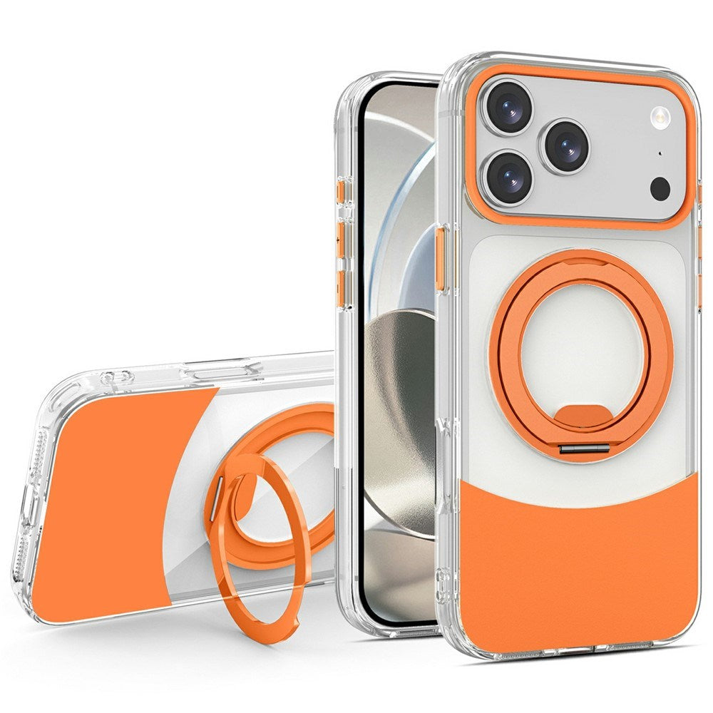 iPhone 17 Pro Max EIDERWOOD Hybrid Mobilcover med Ståfunktion - MagSafe Kompatibel - Gennemsigtig / Orange