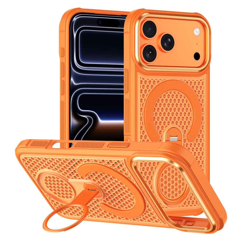 iPhone 17 Pro EIDERWOOD Mobilcover m. Varmeafledning & 360° Roterende Kickstand - MagSafe Kompatibel - Orange