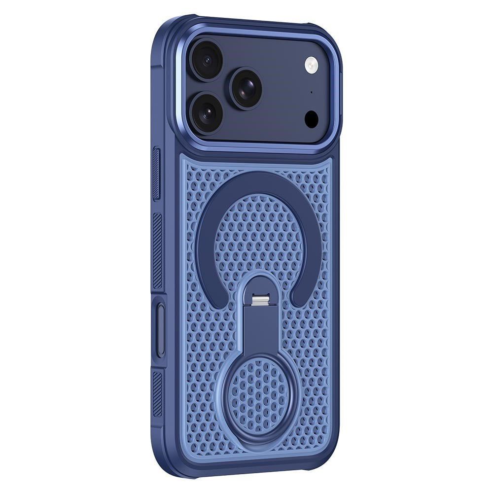 iPhone 17 Pro EIDERWOOD Mobilcover m. Varmeafledning & 360° Roterende Kickstand - MagSafe Kompatibel - Blå