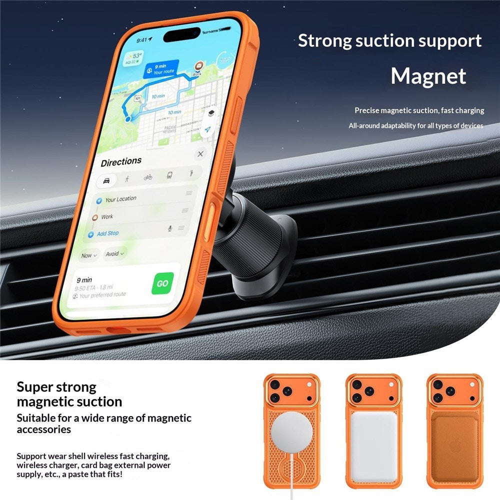 iPhone 17 Pro EIDERWOOD Mobilcover m. Varmeafledning & 360° Roterende Kickstand - MagSafe Kompatibel - Sort