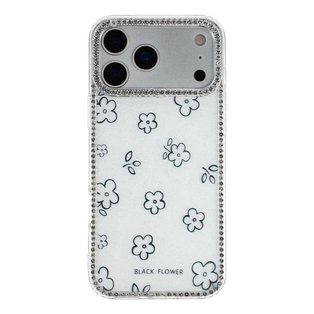 iPhone 17 Pro Max EIDERWOOD Hybrid Mobilcover m. Rhinsten & Blomsterdesign - Hvid / Blomster