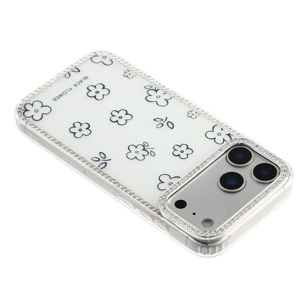 iPhone 17 Pro Max EIDERWOOD Hybrid Mobilcover m. Rhinsten & Blomsterdesign - Hvid / Blomster