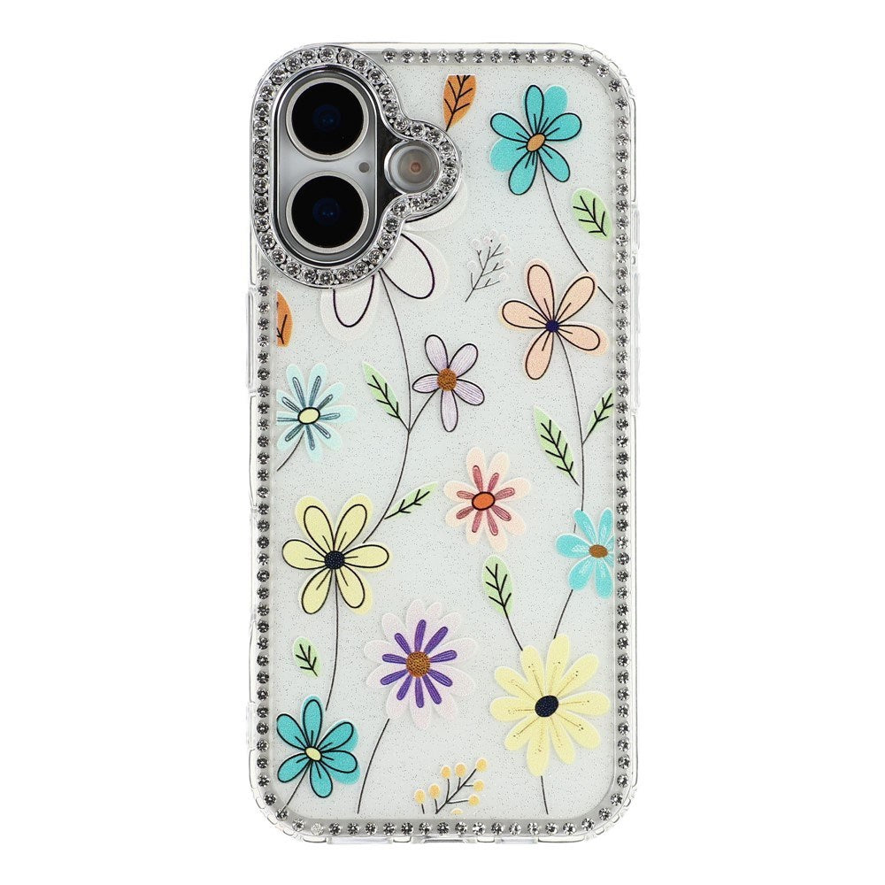 iPhone 17 EIDERWOOD Hybrid Mobilcover m. Rhinsten & Blomsterdesign - Hvid / Flerfarvet Blomster
