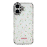 iPhone 17 EIDERWOOD Hybrid Mobilcover m. Rhinsten & Blomsterdesign - Hvid / Forårsblomster