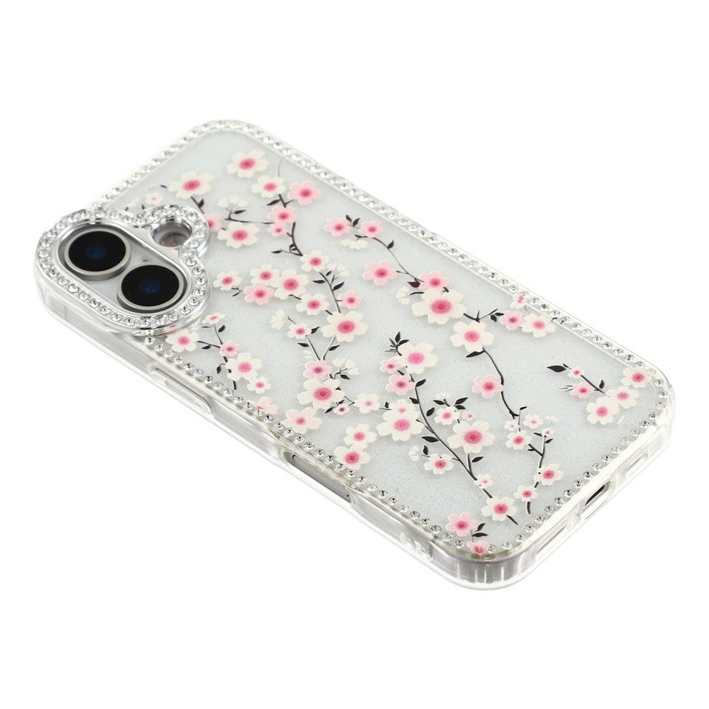 iPhone 17 EIDERWOOD Hybrid Mobilcover m. Rhinsten & Blomsterdesign - Gennemsigtig / Kirsebærblomster