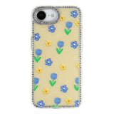 iPhone 17e / 16e EIDERWOOD Hybrid Mobilcover m. Rhinsten & Blomsterdesign - Gul / Tulipaner