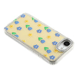 iPhone 17e / 16e EIDERWOOD Hybrid Mobilcover m. Rhinsten & Blomsterdesign - Gul / Tulipaner