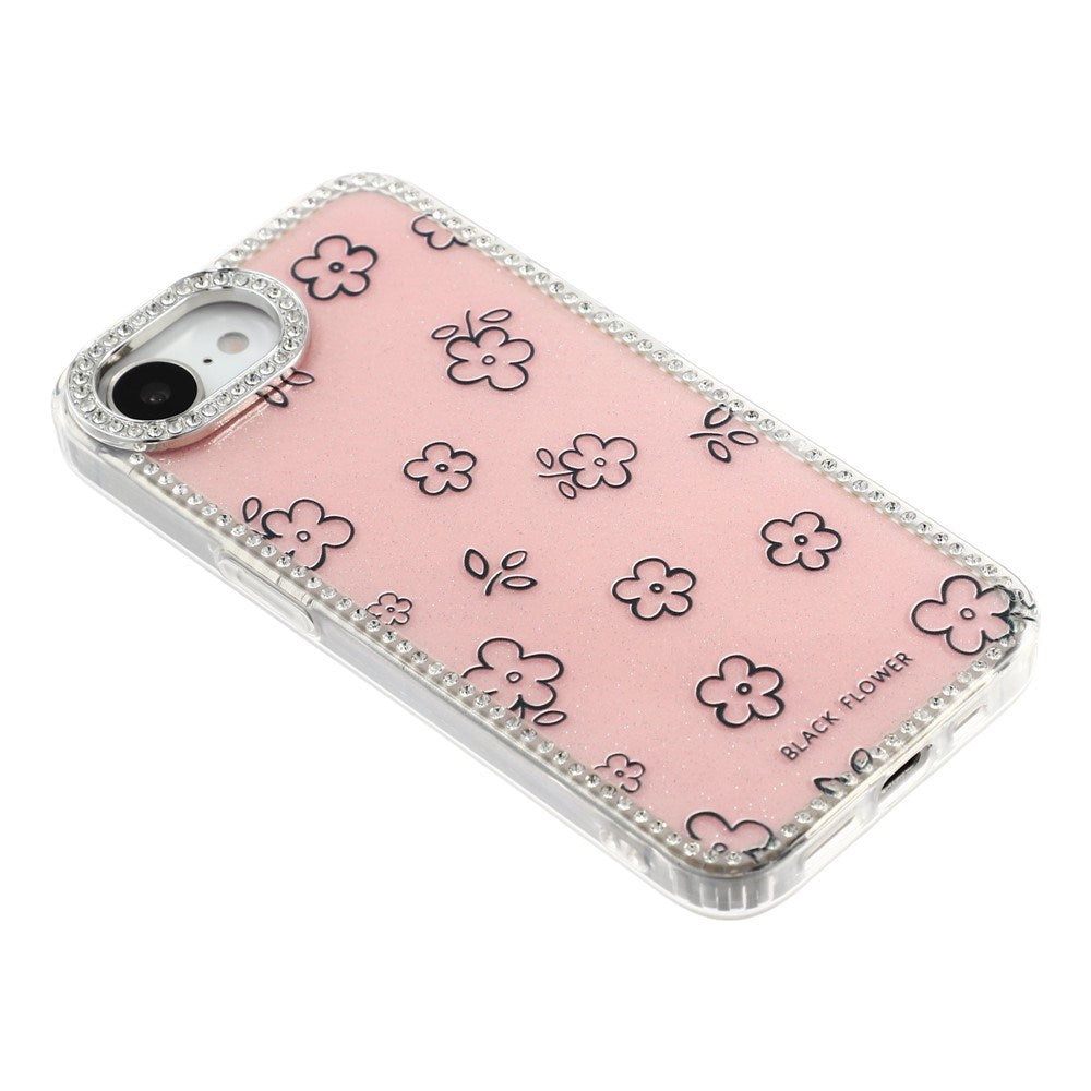 iPhone 17e / 16e EIDERWOOD Hybrid Mobilcover m. Rhinsten & Blomsterdesign - Lyserød / Blomster