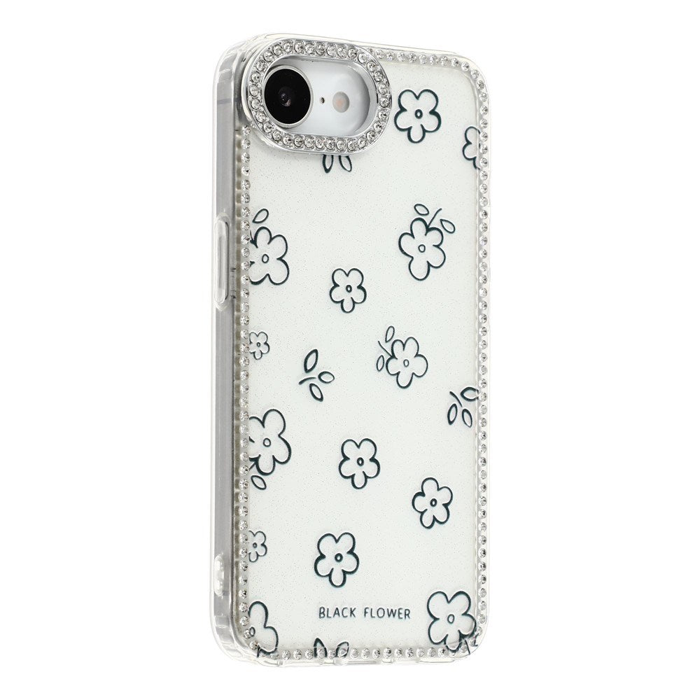 iPhone 17e / 16e EIDERWOOD Hybrid Mobilcover m. Rhinsten & Blomsterdesign - Hvid / Blomster