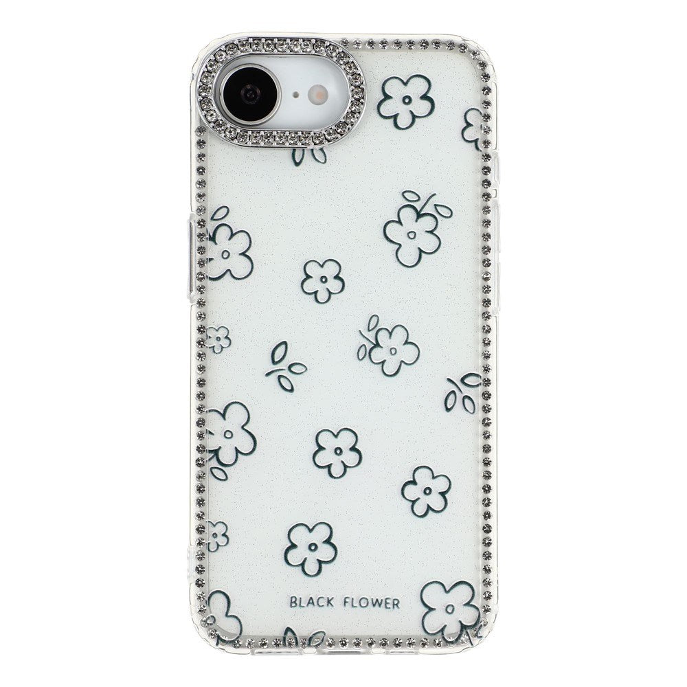 iPhone 17e / 16e EIDERWOOD Hybrid Mobilcover m. Rhinsten & Blomsterdesign - Hvid / Blomster