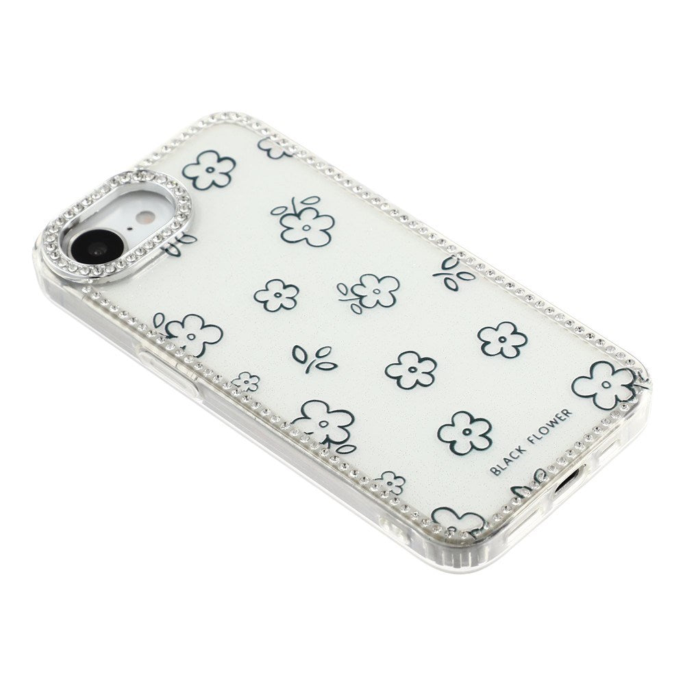 iPhone 17e / 16e EIDERWOOD Hybrid Mobilcover m. Rhinsten & Blomsterdesign - Hvid / Blomster