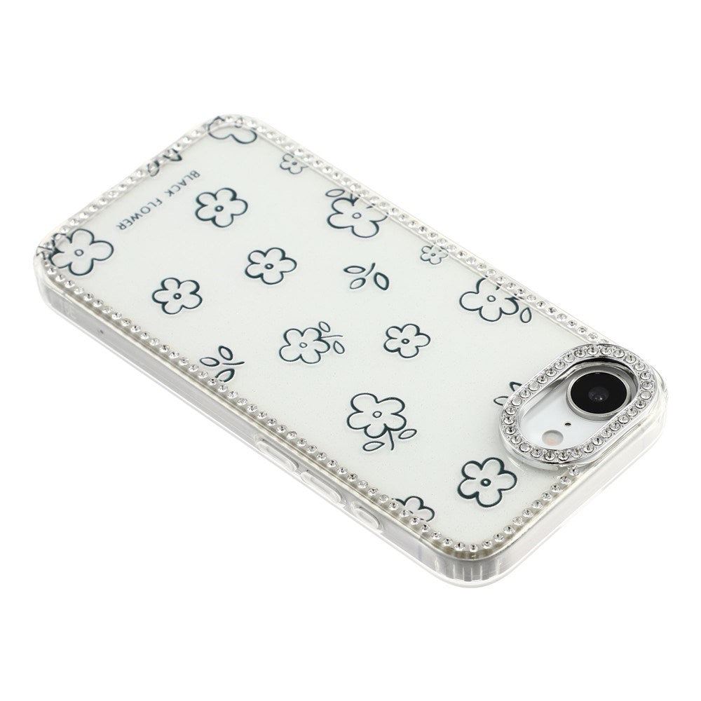 iPhone 17e / 16e EIDERWOOD Hybrid Mobilcover m. Rhinsten & Blomsterdesign - Hvid / Blomster