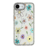 iPhone 17e / 16e EIDERWOOD Hybrid Mobilcover m. Rhinsten & Blomsterdesign - Hvid / Flerfarvet Blomster