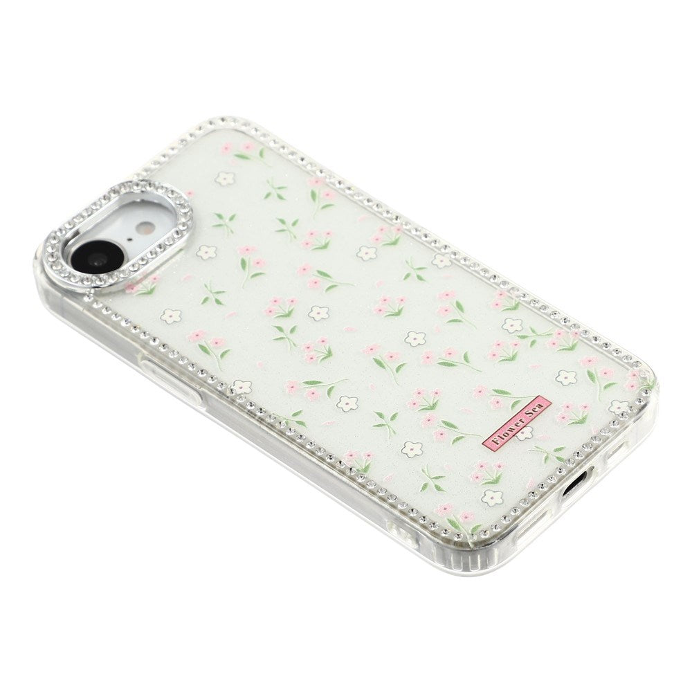iPhone 17e / 16e EIDERWOOD Hybrid Mobilcover m. Rhinsten & Blomsterdesign - Hvid / Forårsblomster