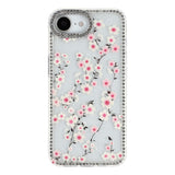 iPhone 17e / 16e EIDERWOOD Hybrid Mobilcover m. Rhinsten & Blomsterdesign - Gennemsigtig / Kirsebærblomster
