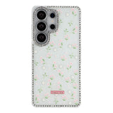 Samsung Galaxy S26 Ultra EIDERWOOD Hybrid Mobilcover m. Rhinsten & Blomsterdesign - Hvid / Forårsblomster