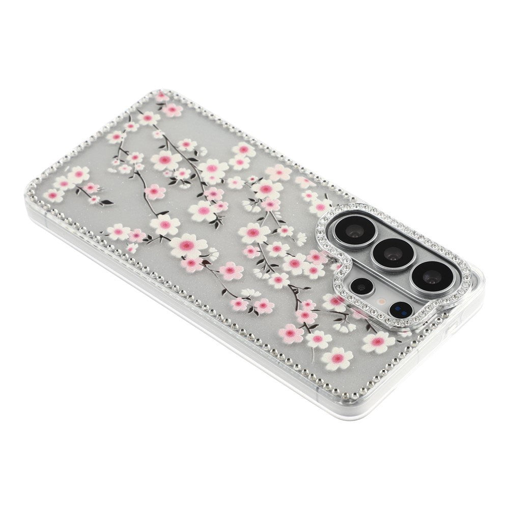 Samsung Galaxy S26 Ultra EIDERWOOD Hybrid Mobilcover m. Rhinsten & Blomsterdesign - Gennemsigtig / Kirsebærblomster