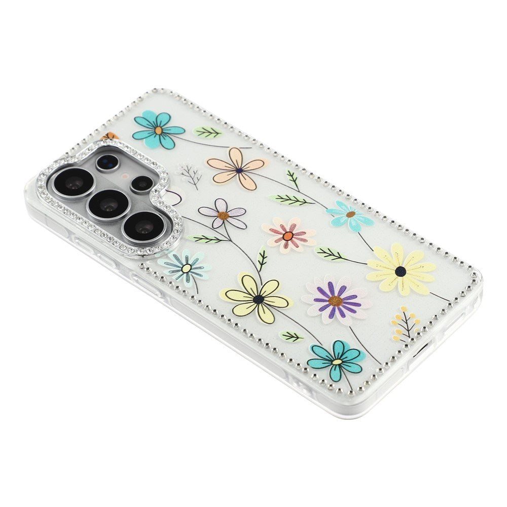 Samsung Galaxy S26 Ultra EIDERWOOD Hybrid Mobilcover m. Rhinsten & Blomsterdesign - Hvid / Flerfarvede Blomster