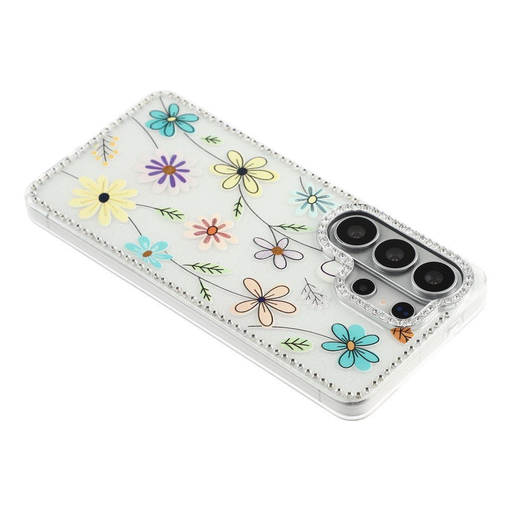 Samsung Galaxy S26 Ultra EIDERWOOD Hybrid Mobilcover m. Rhinsten & Blomsterdesign - Hvid / Flerfarvede Blomster