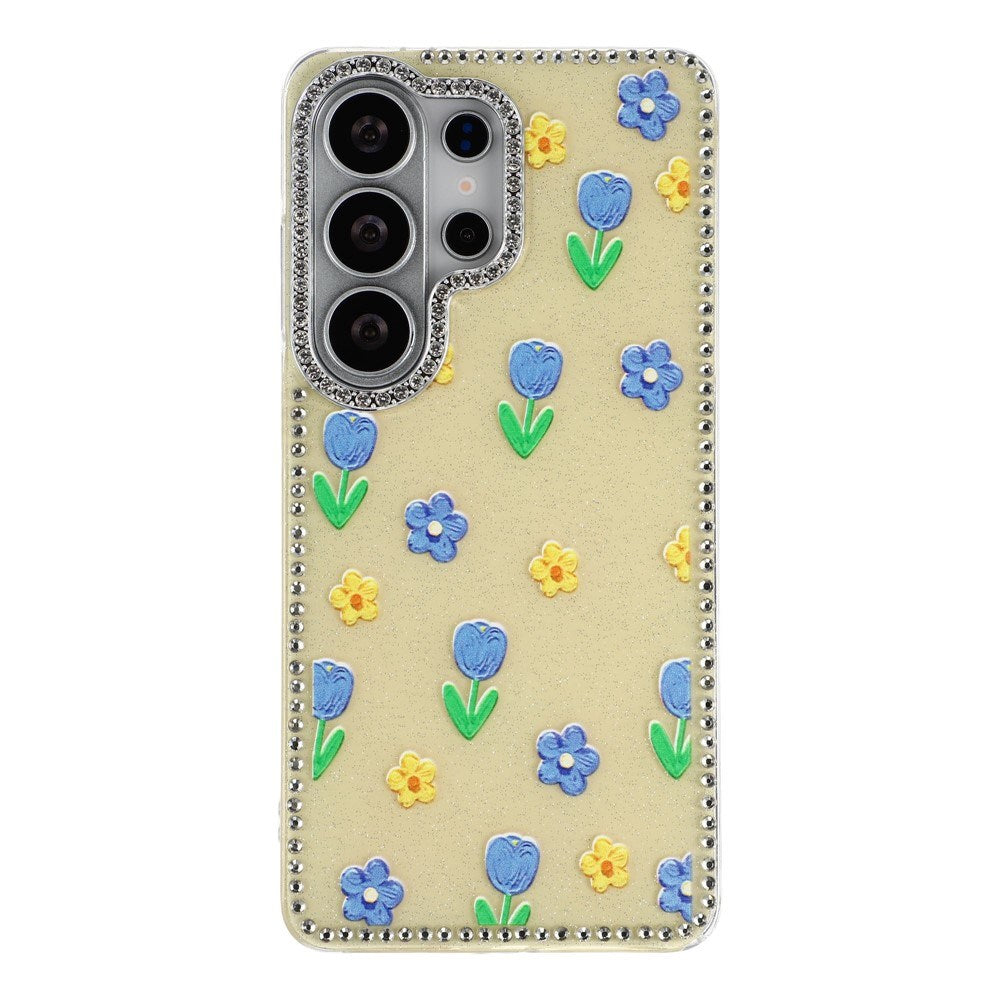 Samsung Galaxy S26 Ultra EIDERWOOD Hybrid Mobilcover m. Rhinsten & Blomsterdesign - Gul / Tulipaner