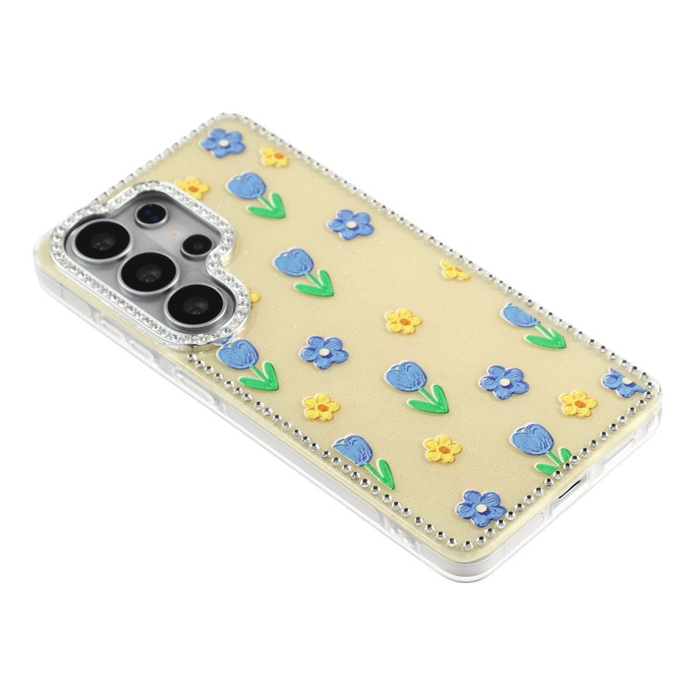 Samsung Galaxy S26 Ultra EIDERWOOD Hybrid Mobilcover m. Rhinsten & Blomsterdesign - Gul / Tulipaner