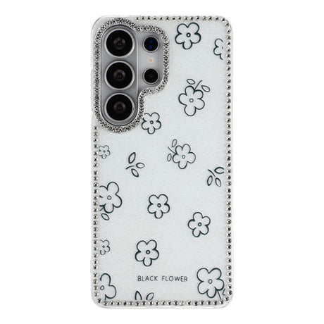 Samsung Galaxy S26 Ultra EIDERWOOD Hybrid Mobilcover m. Rhinsten & Blomsterdesign - Hvid / Blomster