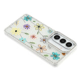Samsung Galaxy S26 EIDERWOOD Hybrid Mobilcover m. Rhinsten & Blomsterdesign - Hvid / Flerfarvet Blomster