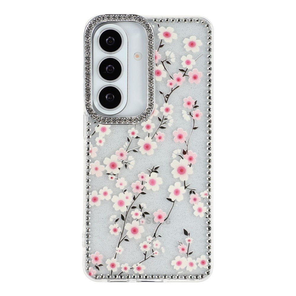 Samsung Galaxy S26 EIDERWOOD Hybrid Mobilcover m. Rhinsten & Blomsterdesign - Gennemsigtig / Kirsebærblomster