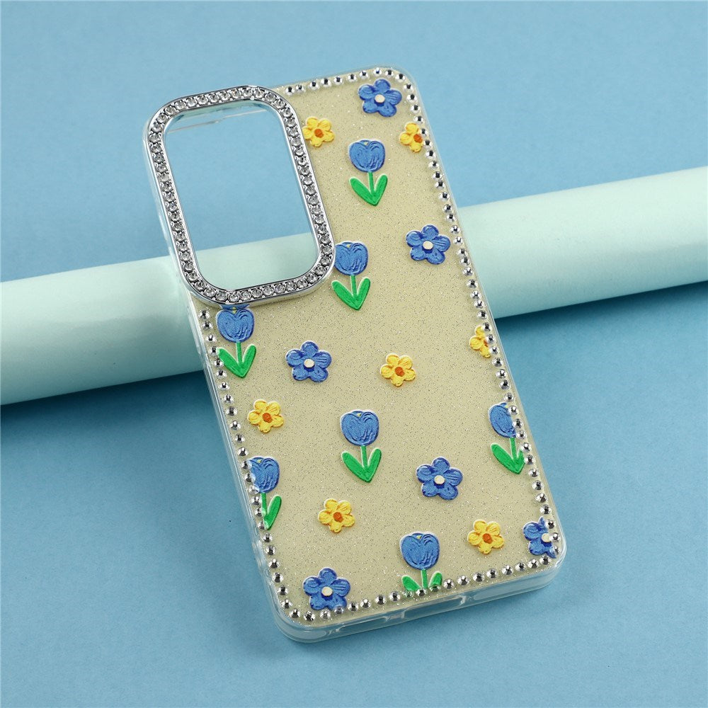 Samsung Galaxy S26 EIDERWOOD Hybrid Mobilcover m. Rhinsten & Blomsterdesign - Gul / Tulipaner