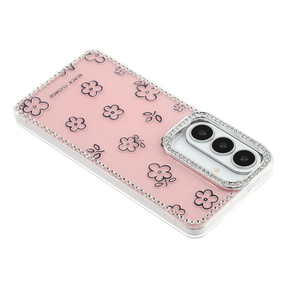 Samsung Galaxy S26 EIDERWOOD Hybrid Mobilcover m. Rhinsten & Blomsterdesign - Lyserød / Blomster