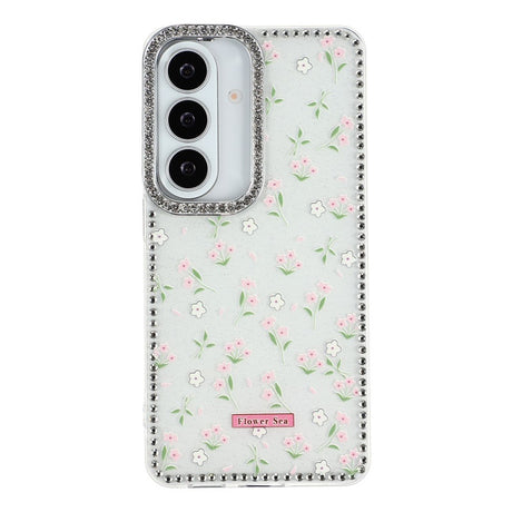Samsung Galaxy S26 EIDERWOOD Hybrid Mobilcover m. Rhinsten & Blomsterdesign - Hvid / Forårsblomster