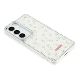 Samsung Galaxy S26 EIDERWOOD Hybrid Mobilcover m. Rhinsten & Blomsterdesign - Hvid / Forårsblomster