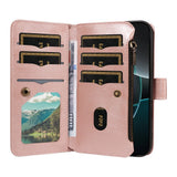 iPhone 17 Pro EIDERWOOD Flipcase m. 9 x Kortholder / Lynlåslomme / RFDI-Blokering / Rem - Rose Gold
