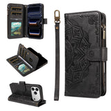 iPhone 17 Pro EIDERWOOD Flipcase m. 9 x Kortholder / Lynlåslomme / RFDI-Blokering / Rem - Sort