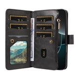 iPhone 17 Pro EIDERWOOD Flipcase m. 9 x Kortholder / Lynlåslomme / RFDI-Blokering / Rem - Sort