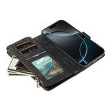 iPhone 17 Pro EIDERWOOD Flipcase m. 9 x Kortholder / Lynlåslomme / RFDI-Blokering / Rem - Sort