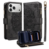 iPhone 17 Pro EIDERWOOD Flipcase m. 9 x Kortholder / Lynlåslomme / RFDI-Blokering / Rem - Sort