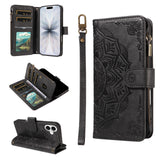 iPhone 17 EIDERWOOD Flipcase m. 9 x Kortholder / Lynlåslomme / RFDI-Blokering / Rem - Sort