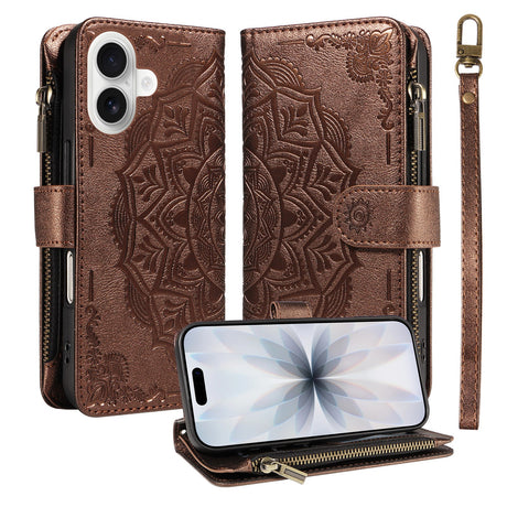iPhone 17 EIDERWOOD Flipcase m. 9 x Kortholder / Lynlåslomme / RFDI-Blokering / Rem - Brun