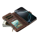 iPhone 17 EIDERWOOD Flipcase m. 9 x Kortholder / Lynlåslomme / RFDI-Blokering / Rem - Brun