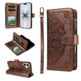 iPhone 17 EIDERWOOD Flipcase m. 9 x Kortholder / Lynlåslomme / RFDI-Blokering / Rem - Brun