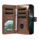 iPhone 17 EIDERWOOD Flipcase m. 9 x Kortholder / Lynlåslomme / RFDI-Blokering / Rem - Brun