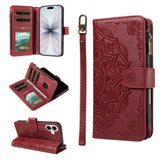 iPhone 17 EIDERWOOD Flipcase m. 9 x Kortholder / Lynlåslomme / RFDI-Blokering / Rem - Rød