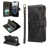 iPhone 17e / 16e EIDERWOOD Flipcase m. 9 x Kortholder / Lynlåslomme / RFDI-Blokering / Rem - Sort