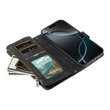 iPhone 17e / 16e EIDERWOOD Flipcase m. 9 x Kortholder / Lynlåslomme / RFDI-Blokering / Rem - Sort